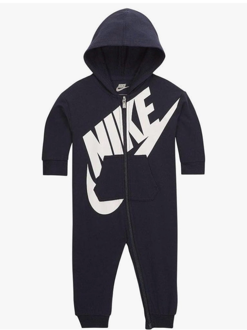 Nike Navy and White Hooded One-Piece Romper